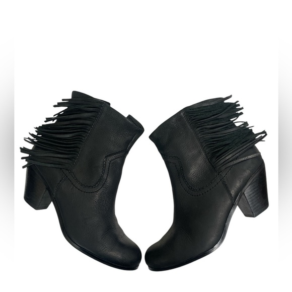 Sam Edelman Louie Black Leather Fringe Bootie Size 8 - Picture 7 of 14
